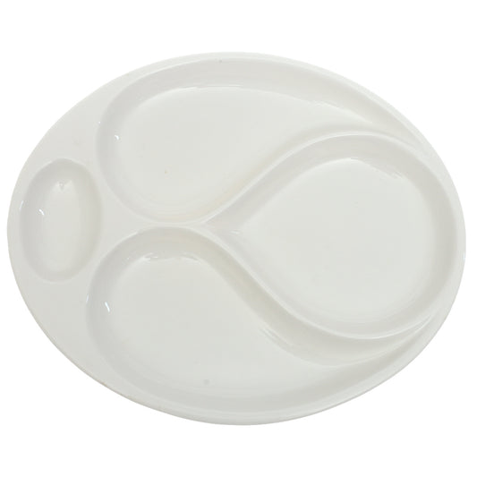 28×24 cm 4 Division Symphony Serving Plate – Elegant White Sectioned Plate - Habitt