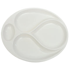 28×24 cm 4 Division Symphony Serving Plate – Elegant White Sectioned Plate - Habitt