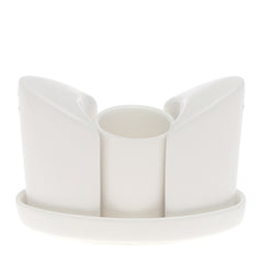 Brilliant 4 Pc White Ceramic Serving Set – Elegant Tabletop Condiment & Napkin Holder Set - Habitt