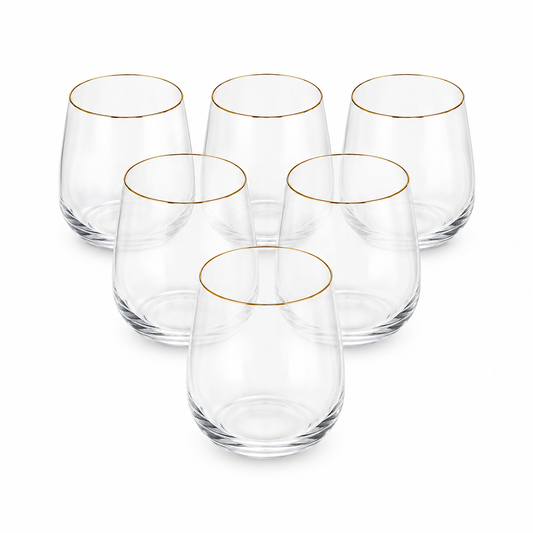 6Pcs Glass Set 360ml Gold Danny