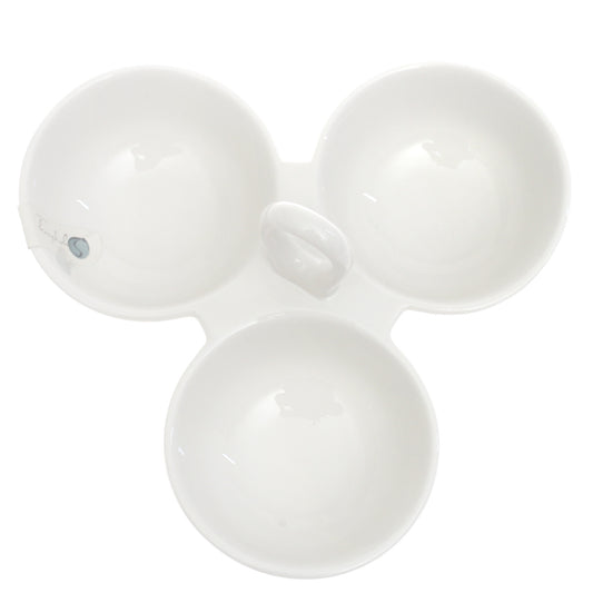 3 Division Dry Fruit Serving Bowl – Elegant White Ceramic Snack Platter - Habitt