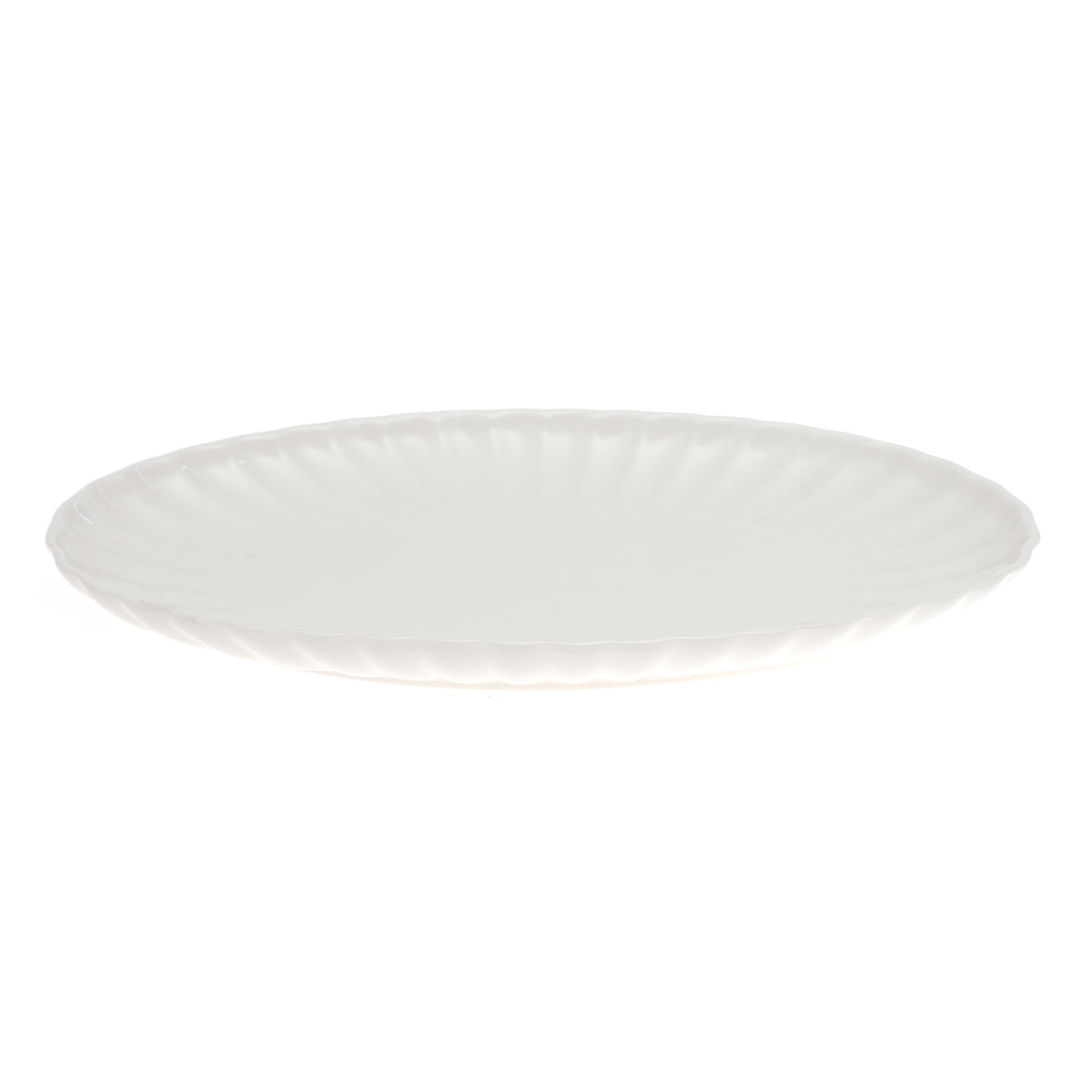Groove Oval Serving Tray – Elegant White Ceramic Platter - Habitt