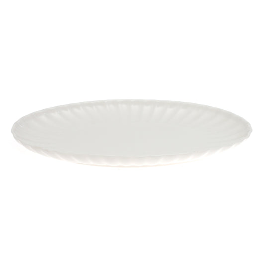 Groove Oval Serving Tray – Elegant White Ceramic Platter - Habitt