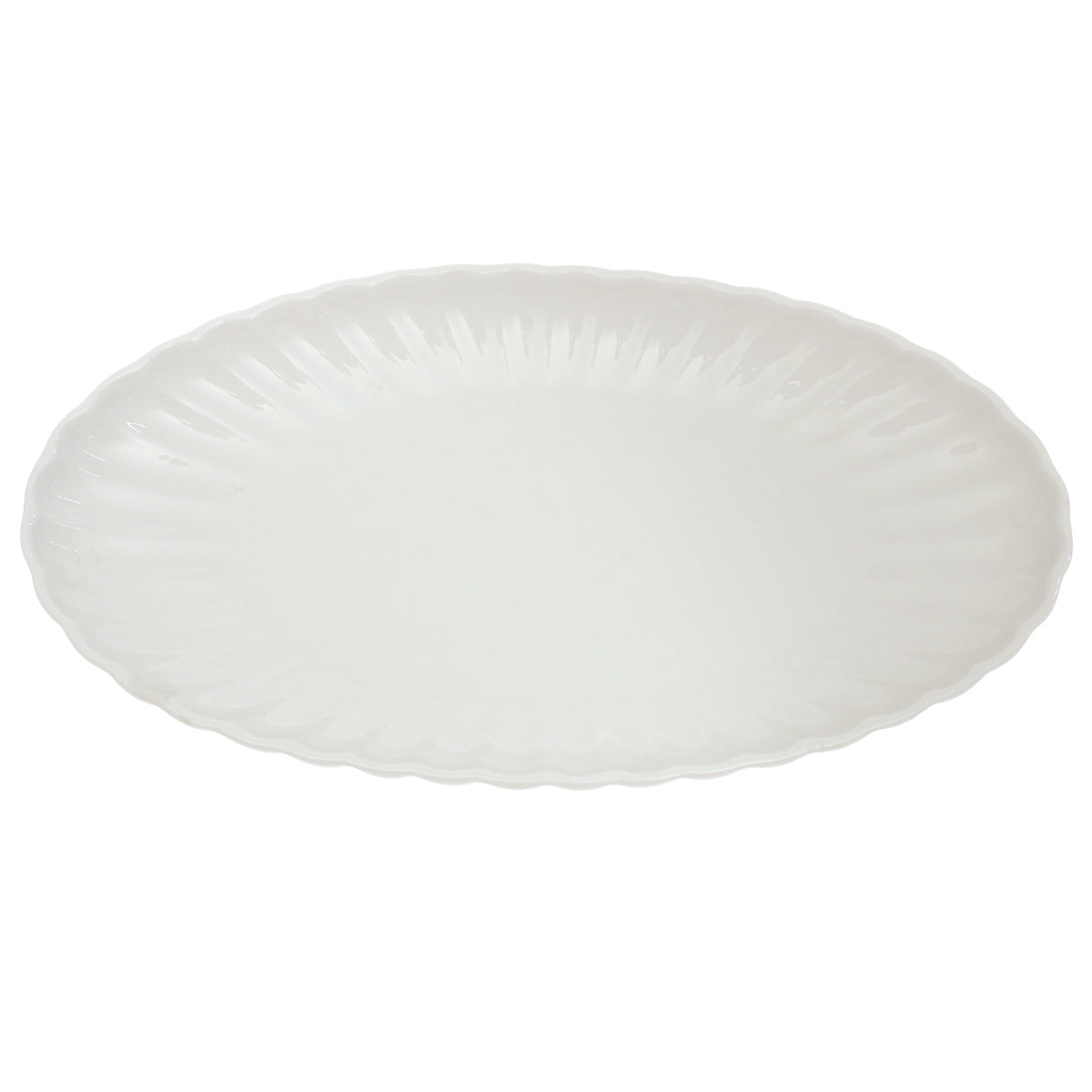 Groove Oval Serving Tray – Elegant White Ceramic Platter - Habitt