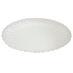 Groove Oval Serving Tray – Elegant White Ceramic Platter - Habitt