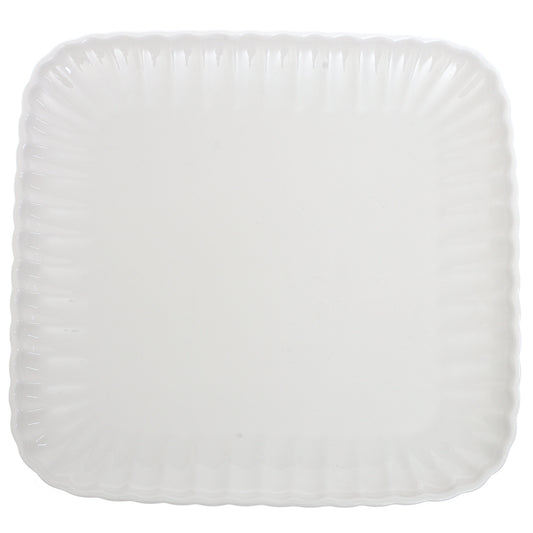Groove Square Serving Plate 30 cm – Elegant White Ceramic Platter - Habitt
