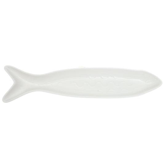 Symphony Reef Pike Platter 41 cm – Elegant Fish-Shaped White Ceramic Serving Platter - Habitt