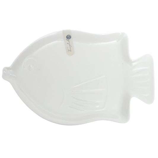 Symphony Reef Sunfish Platter – Elegant Fish-Shaped White Ceramic Serving Plate - Habitt