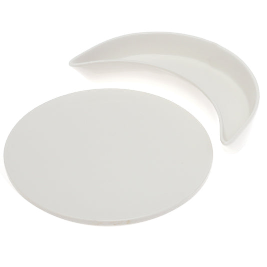 Symphony Alfre Eclipse Serving Set – Modern White Ceramic Round & Crescent Platter - Habitt