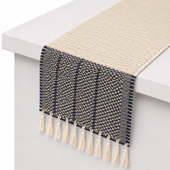 White & Blue Bamboo Runner 13x45