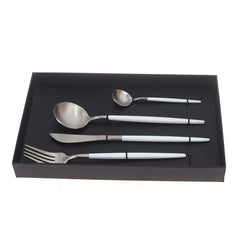 4Pcs Cutlery Set White & Silver 11.25 X 7.5 X 1.5 Inch WS-003 - Habitt