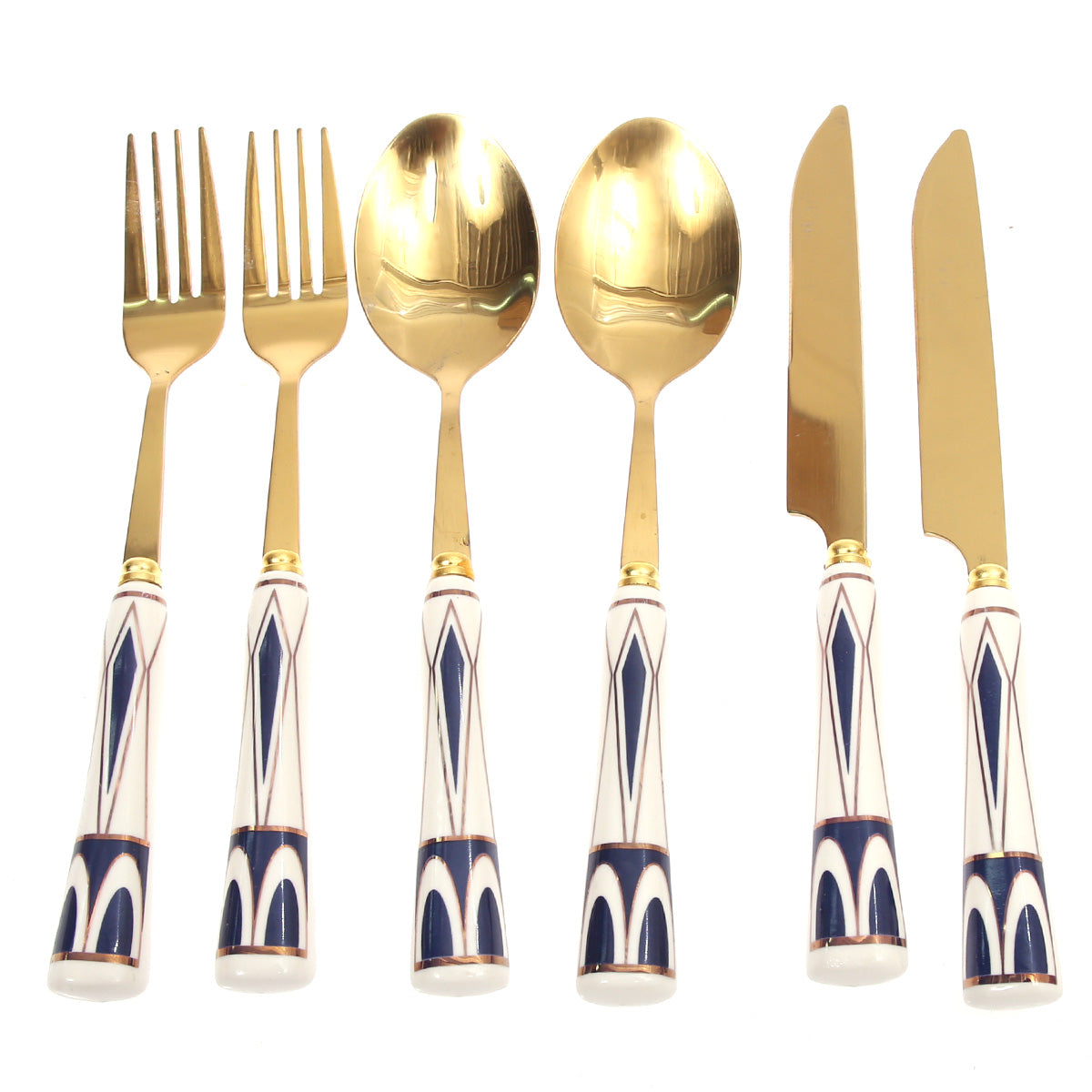 6Pcs Cutlery Set Gold 8 X 3 Inch At-03 - Habitt