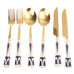 6Pcs Cutlery Set Gold 8 X 3 Inch At-03 - Habitt