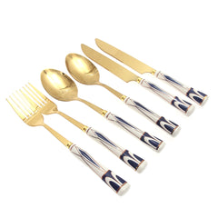 6Pcs Cutlery Set Gold 8 X 3 Inch At-03 - Habitt