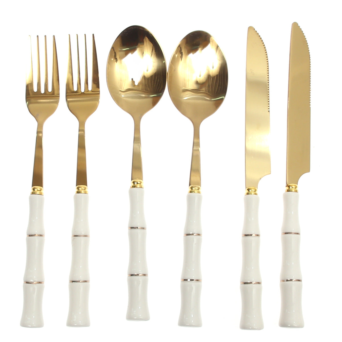 6Pcs Cutlery Set Gold 8 X 3 Inch At-05 - Habitt