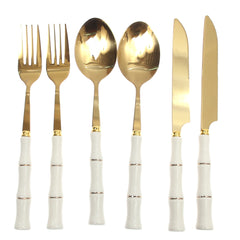 6Pcs Cutlery Set Gold 8 X 3 Inch At-05 - Habitt