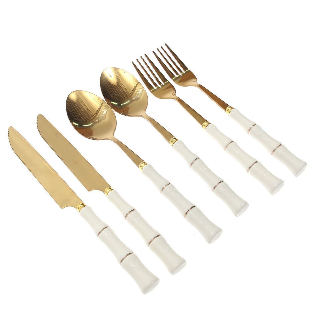 6Pcs Cutlery Set Gold 8 X 3 Inch At-05 - Habitt