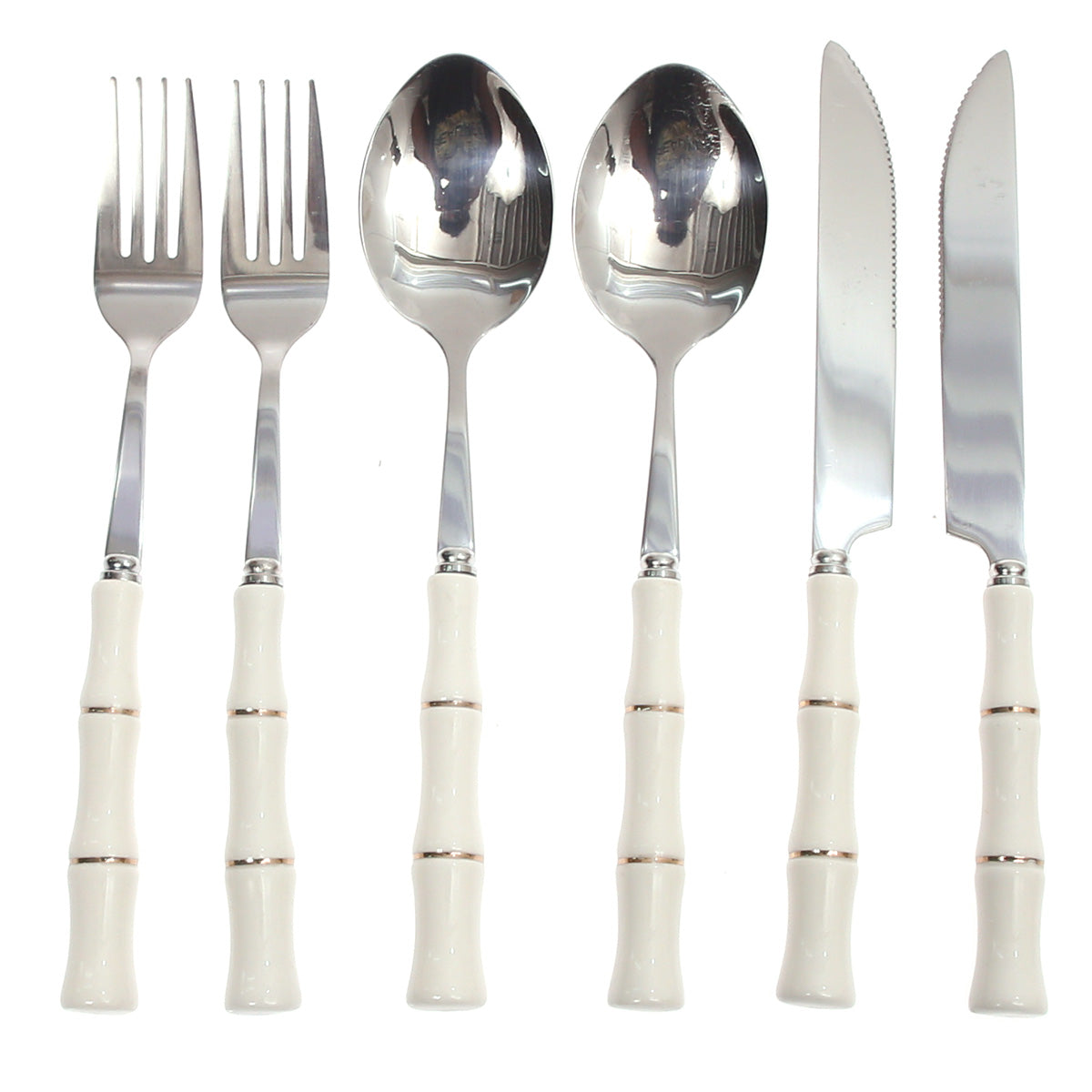 6Pcs Cutlery Set Silver 8 X 3 Inch At-06 - Habitt