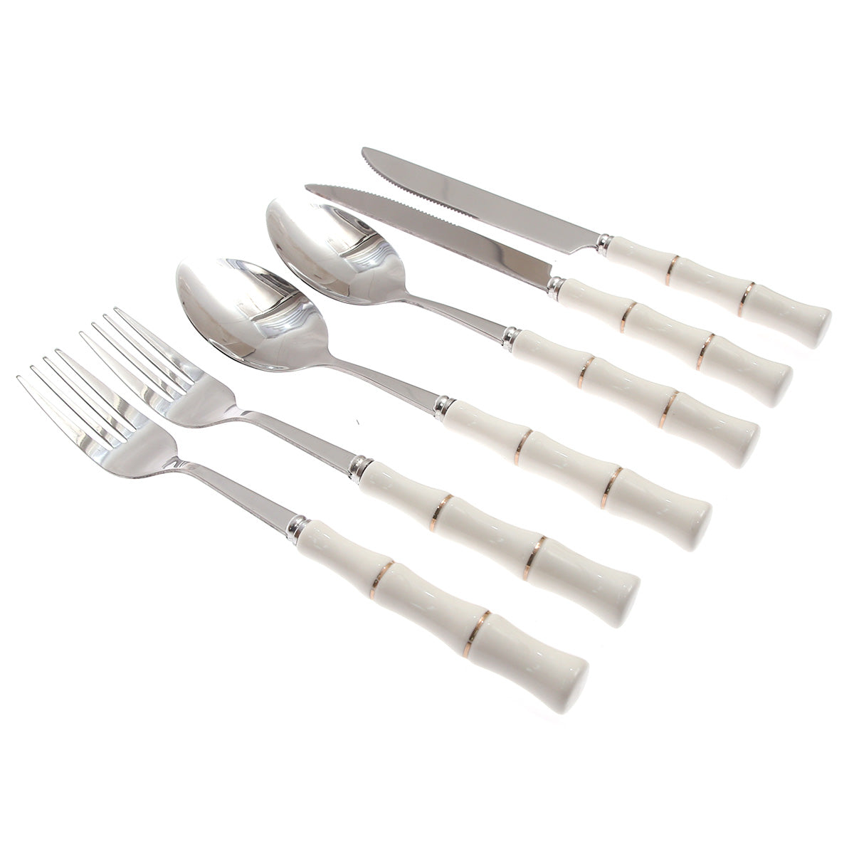 6Pcs Cutlery Set Silver 8 X 3 Inch At-06 - Habitt