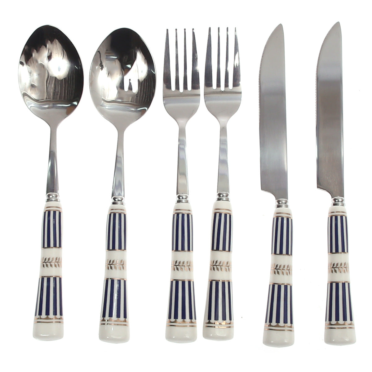 6Pcs Cutlery Set Silver 8 X 3 Inch At-10 - Habitt