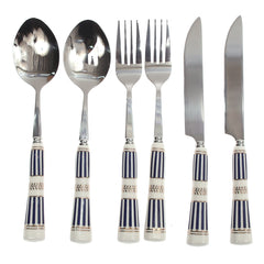 6Pcs Cutlery Set Silver 8 X 3 Inch At-10 - Habitt