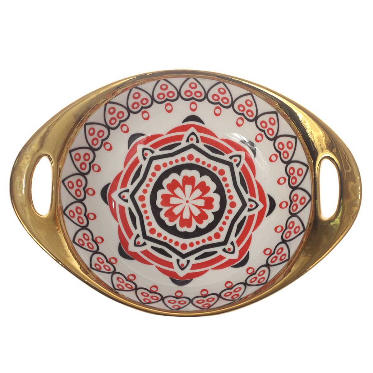 Oval Bowl Printed Red 7 X 5 Inch Hc23 - Habitt