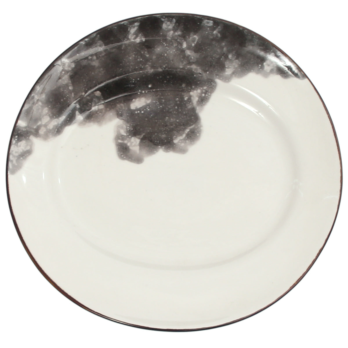 Modern Oval Ceramic Platter – White with Black Marbled Design, Stylish Serving Plate (8.5 x 9 Inch) - Habitt