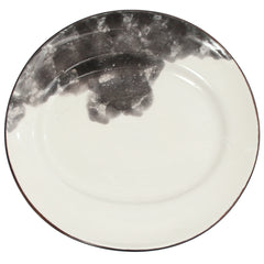 Modern Oval Ceramic Platter – White with Black Marbled Design, Stylish Serving Plate (8.5 x 9 Inch) - Habitt