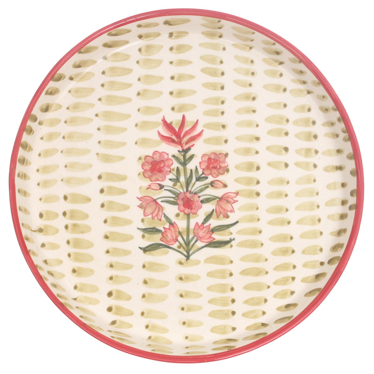 Textured Motif Platter 12" T – Hand-Painted Ceramic Serveware - Habitt