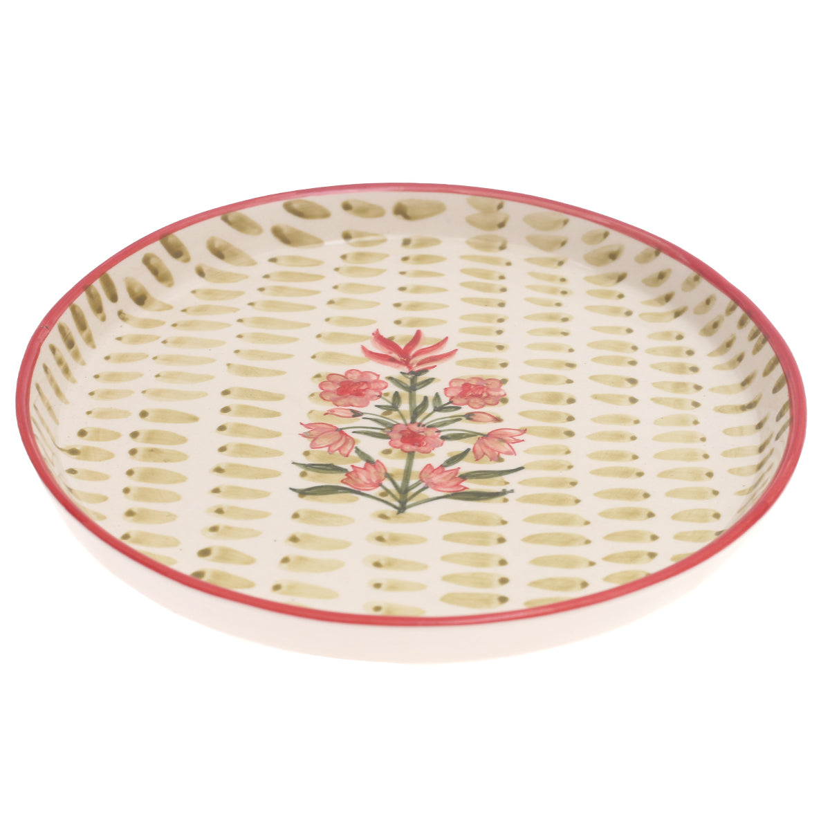 Textured Motif Platter 12" T – Hand-Painted Ceramic Serveware - Habitt