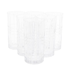 6PCS Glass Set – 400ml | Tall Grid Pattern Drinking Glasses - Habitt
