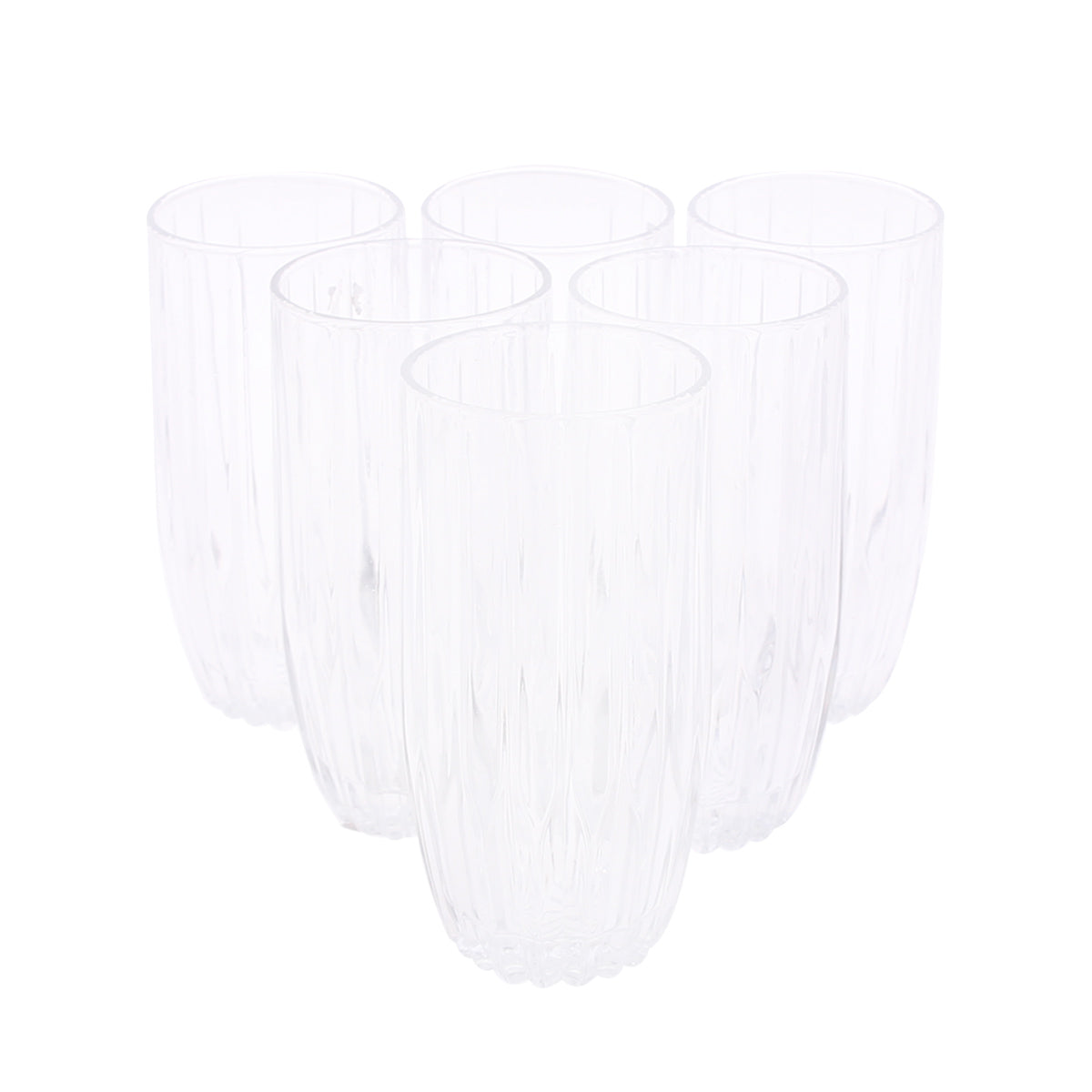 6PCS Glass Set – 355ml | Elegant Vertical Ripple Drinking Glasses - Habitt