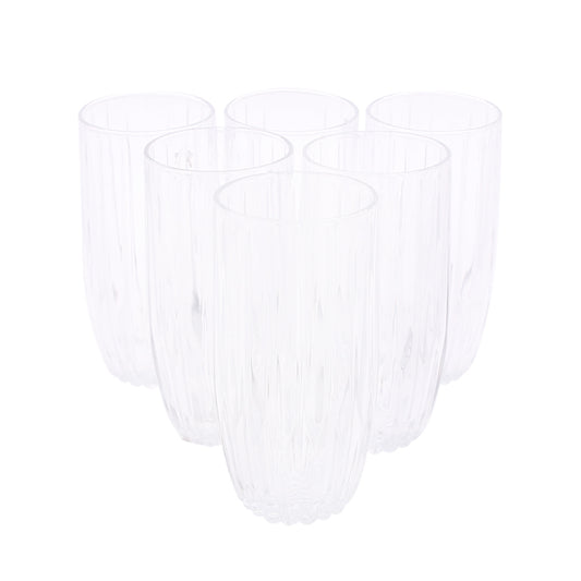 6PCS Glass Set – 355ml | Elegant Vertical Ripple Drinking Glasses - Habitt