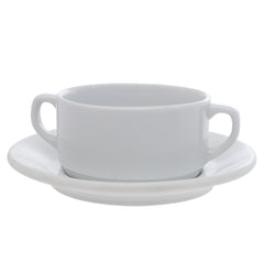 Soup Cup & Saucer Provence 715126-715128 – Elegant White Porcelain Serving Set - Habitt