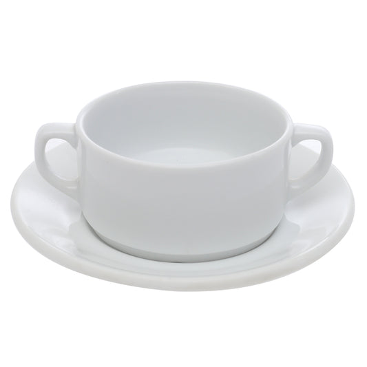 Soup Cup & Saucer Provence 715126-715128 – Elegant White Porcelain Serving Set - Habitt