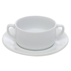 Soup Cup & Saucer Provence 715126-715128 – Elegant White Porcelain Serving Set - Habitt