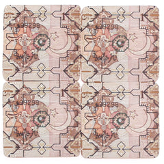 4‑Piece Angoa Coaster Set – Printed Round Wooden Drink Mats - Habitt