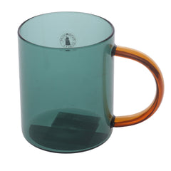 Green Transparent Glass Mug with Amber Handle - Habitt