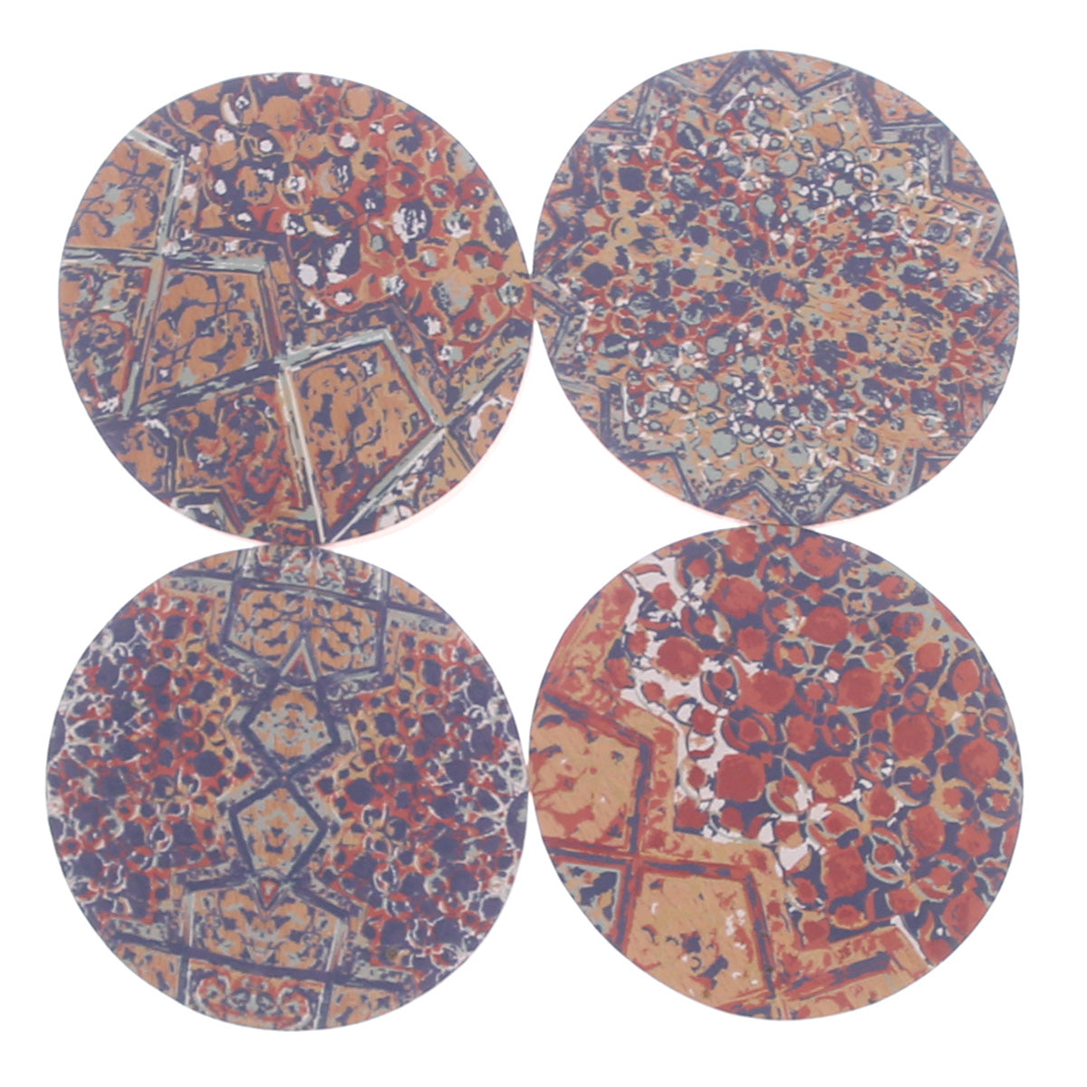 4-Piece Round Multi-Patch Coaster Set – “Mehr” Pattern - Habitt