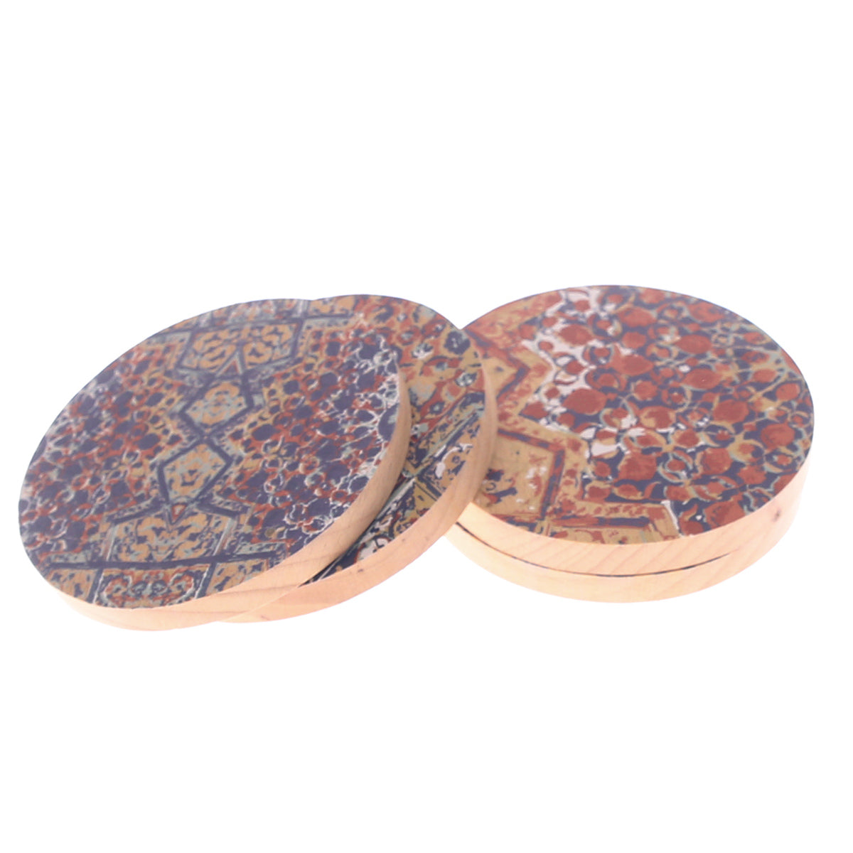 4-Piece Round Multi-Patch Coaster Set – “Mehr” Pattern - Habitt