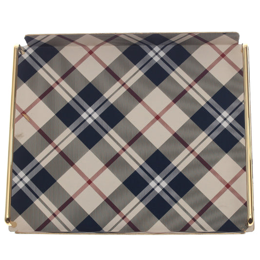 Luxury Large Leather Tray – Checkered Pattern with Gold Frame | Elegant Serving & Organizer Tray (Model 6-1) - Habitt