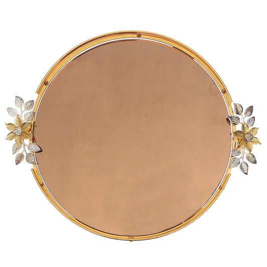 Luxury Vanity Dish – Large Golden Oval Tray with Floral Handles | Decorative Serving & Display Tray (Model 131-1) - Habitt