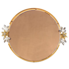 Luxury Vanity Dish – Large Golden Oval Tray with Floral Handles | Decorative Serving & Display Tray (Model 131-1) - Habitt