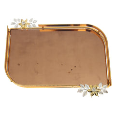 Luxury Vanity Dish – Large Rectangular Gold Tray with Floral Handles | Mirror Finish Decorative Tray (Model 131-2) - Habitt