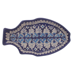 Blue Pottery Fish Platter – Handcrafted Ceramic Serving Dish (Large) - Habitt