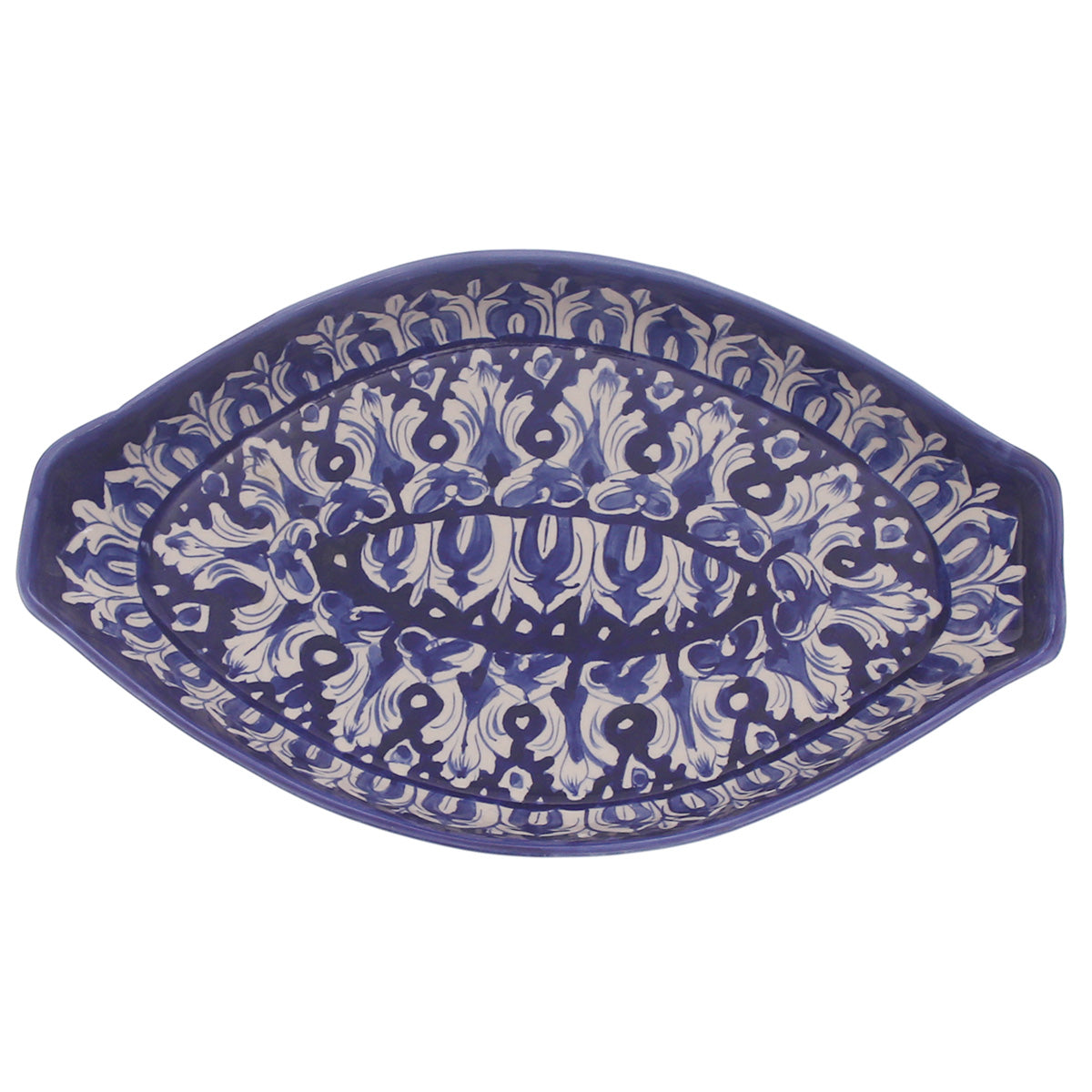 Blue Pottery Fish Platter – Handcrafted Ceramic Serving Dish (Medium) - Habitt