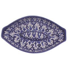 Blue Pottery Fish Platter – Handcrafted Ceramic Serving Dish (Medium) - Habitt