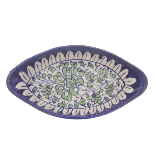 Blue Pottery Oval Platter – Handcrafted Ceramic Serving Dish (5F5 Design) - Habitt