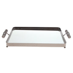 Grey Rectangular Iron & Glass Decorative Tray – D2629-A - Habitt
