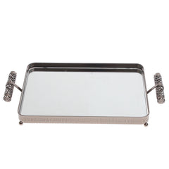Grey Rectangular Iron & Glass Decorative Tray – D2629-B - Habitt